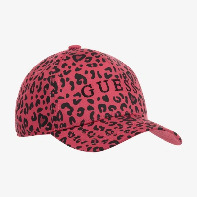 Guess Kids' Girls Pink Leopard Print Cap