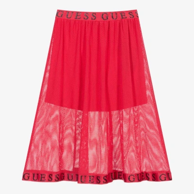 Guess Kids' Girls Pink Mesh Midi Skirt