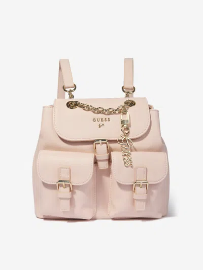 Guess Logo-lettering Chain Backpack In Pink