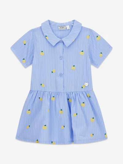 Guess Babies'  Girls Poplin Striped Lemons Dress In Blue