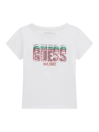 Guess Babies' Girls Sequin Logo T-shirt In White