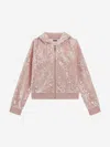 Guess Girls Sequin Velvet Zip Up Top In Pink