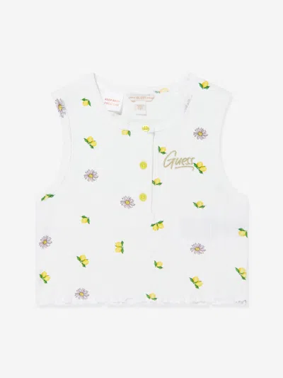 Guess Babies'  Girls Sleeveless Ribbed Lemons T-shirt In White