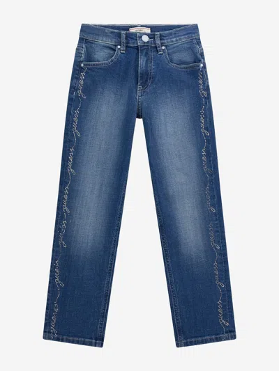 Guess Kids'  Girls Stretch Denim Straight Jeans In Blue