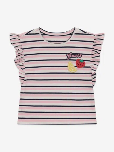 Guess Babies'  Girls Striped Strawberry T-shirt In Pink