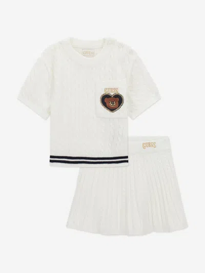 Guess Babies'  Girls Sweater Top And Skirt Set In White