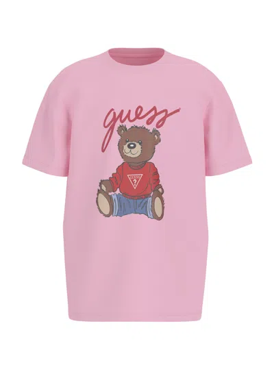 Guess Babies' Girls Teddy Bear T-shirt In Pink