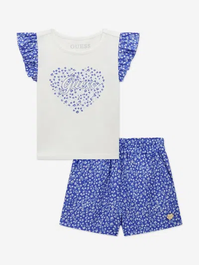 Guess Babies'  Girls T-shirt And Shorts Set In Blue