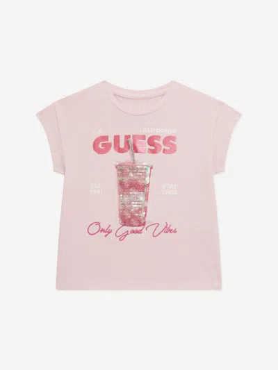 Guess Kids' Girls Tumbler Cup T-shirt In Pink