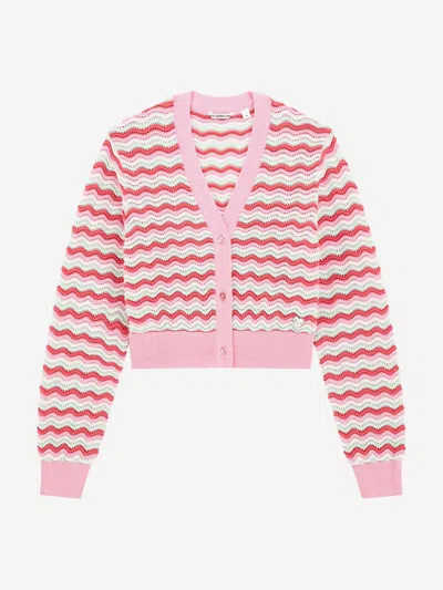 Guess Girls Wavy Cardigan In Pink