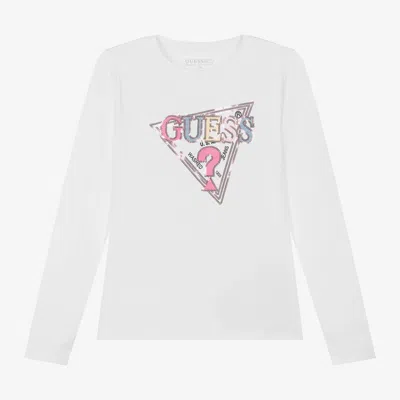 Guess Kids' Girls White Cotton Sequin Top