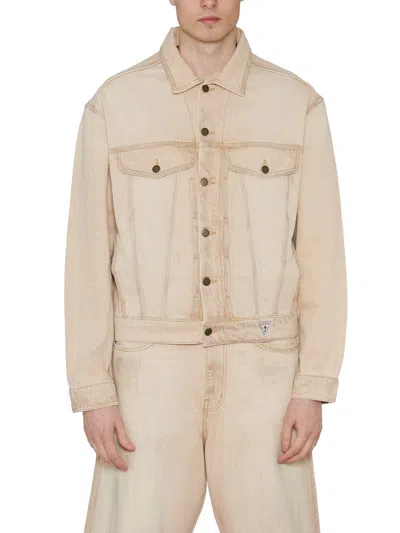 Guess Giubbino In Denim In Brown