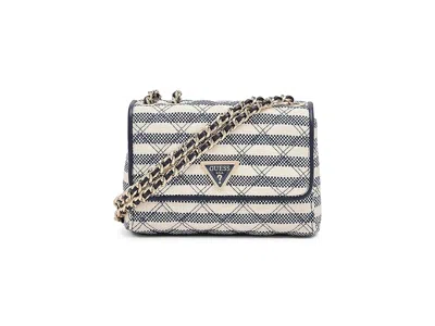 Guess Giully Ii Mini Double Compartment Convertible Flap Shoulder Handbags Navy Multi: One Size In Blue