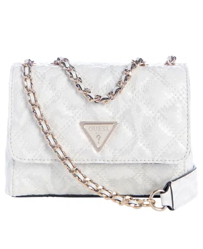 Guess Giully Ii Mini Magnetic Snap Convertible Flap Bag In White