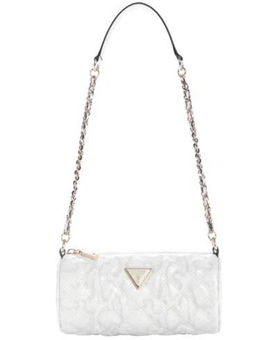 Guess Giully Ii Small Barrel Top Zip Bag In White