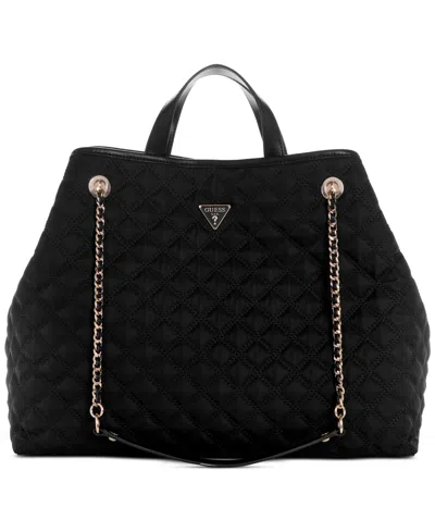 Guess Giully Large Two-in-one Quilted Tote Bag In Black
