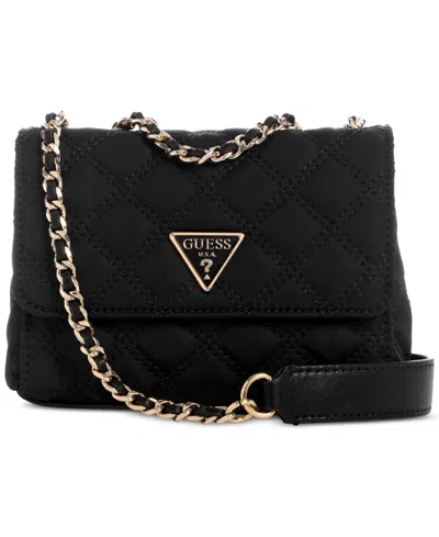 Guess Giully Mini Two-compartment Convertible Crossbody In Black