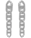 Guess Glass Stone Chain Link Drop Earrings (also In Silver-tone) In Metallic