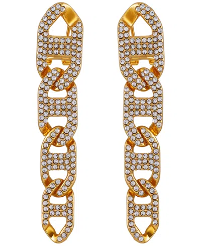 Guess Glass Stone Chain Link Drop Earrings (also In Silver-tone) In Gold