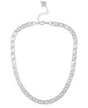 Guess Glass Stone Chain Link Statement Necklace (also In Gold-tone) In Metallic