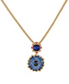 Guess Glass Stone Gold-tone Floral Drop Necklace In Gold