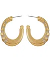 Guess Glass Stone Gold-tone Pave Huggie Hoop Earrings In Gold