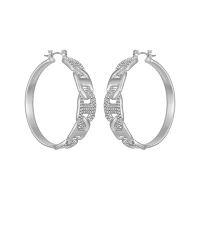 Guess Glass Stone Hoop Earrings (also In Silver Tone) In Metallic