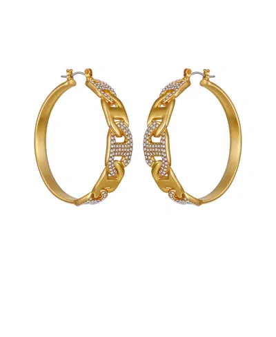 Guess Glass Stone Hoop Earrings (also In Silver Tone) In Gold