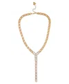 Guess Glass Stone Pave Y-drop Necklace (also In Silver-tone) In Gold