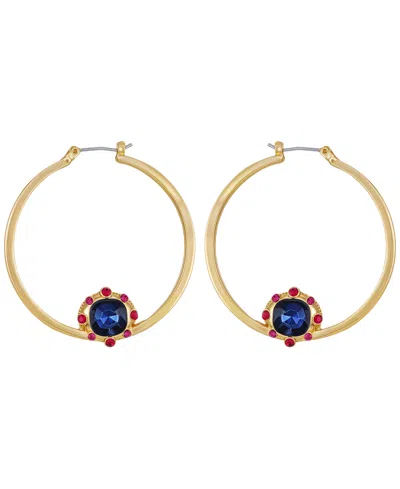 Guess Glass Stones Gold-tone Hoop Earrings