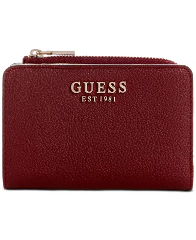 Guess Glimmer Slg Zip Around Boxed Card Case, Created For Macy's In Claret