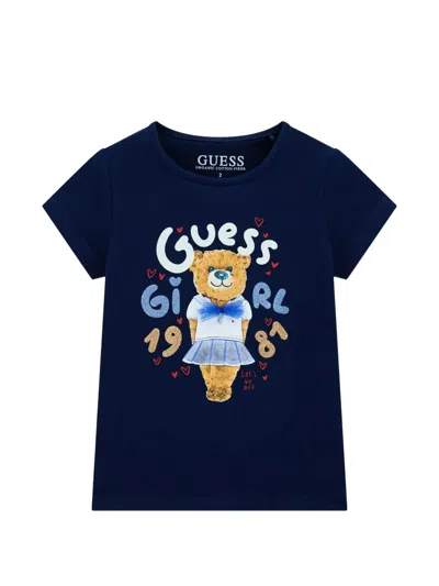 Guess Kids' Glitter-detail T-shirt In Black