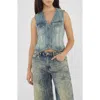 Guess Go Denim Vest In Go Ss Spray Tinted Medium Wash