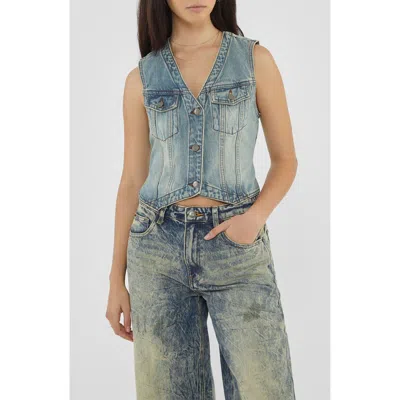 Guess Go Denim Vest In Go Ss Spray Tinted Medium Wash