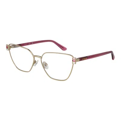 Guess Gold Metal Glasses Women's (frames) In Pink