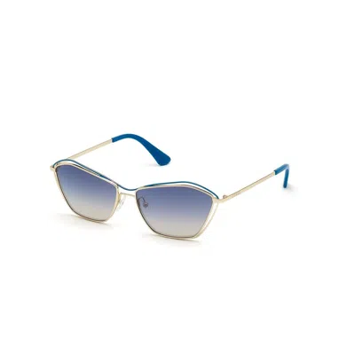 Guess Gold Metal Sunglasses In Blue