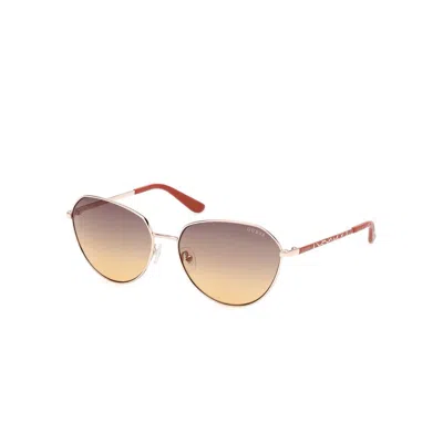 Guess Gold Metal Sunglasses In Brown