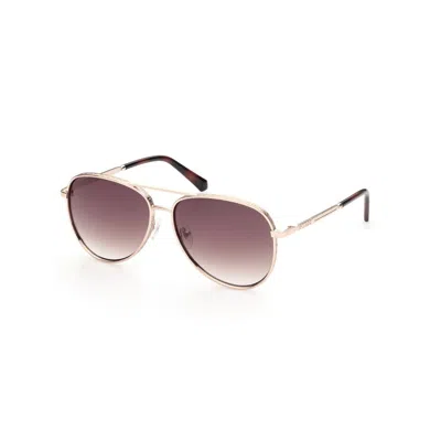 Guess Gold Metal Sunglasses In Brown