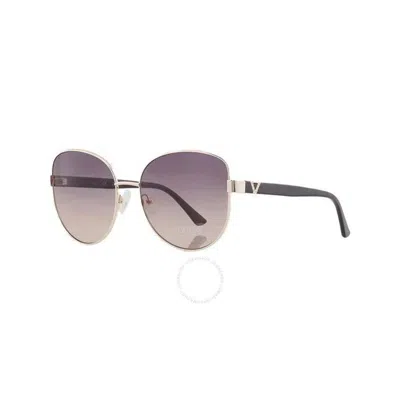 Guess Gold Metal Sunglasses In Purple
