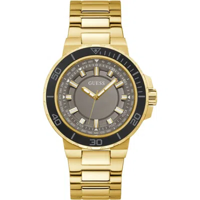 Guess Gold Stainless Steel Dress Men's Watch In Brown