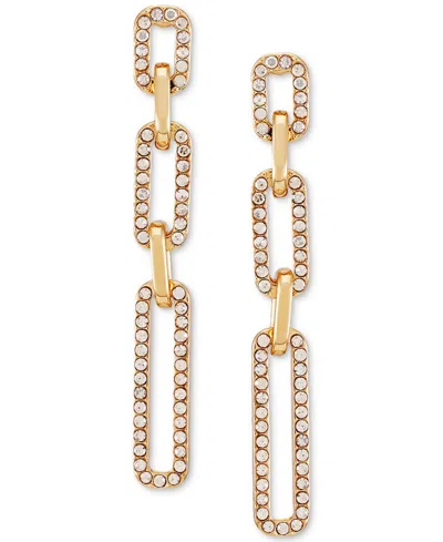 Guess Gold-tone Crystal Link Drop Earrings