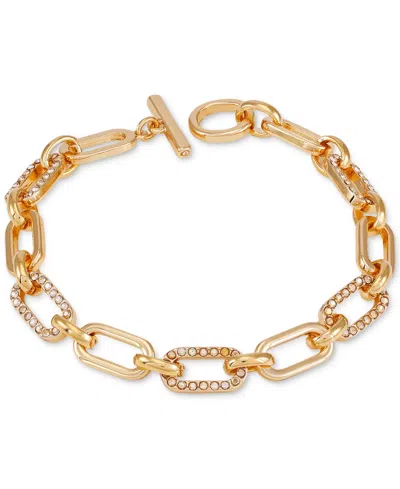 Guess Gold-tone Crystal Link Toggle Bracelet