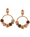 Guess Gold-tone Floral Jewel Clip-on Hoop Earrings In Gold