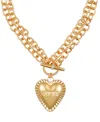 Guess Gold-tone Heart Double Chain 18" Pendant Necklace In Gold