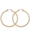 Guess Gold-tone Large Diamond-cut Textured Hoop Earrings, 2.12" In Gold