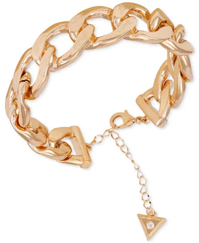 Guess Gold-tone Logo-detail Graduated Chunky Curb Chain Bracelet