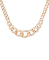 GUESS GOLD-TONE LOGO-DETAIL GRADUATED CHUNKY CURB CHAIN STATEMENT NECKLACE, 16" + 2" EXTENDER