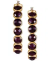 Guess Gold-tone Medium Crystal Studded Hoop Earrings, 2" In Gold,amethyst