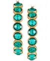 Guess Gold-tone Medium Crystal Studded Hoop Earrings, 2" In Gold,light Emerald