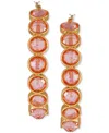 Guess Gold-tone Medium Crystal Studded Hoop Earrings, 2" In Gold,light Rose